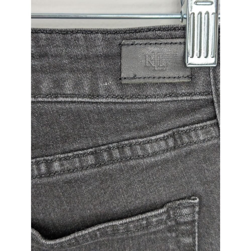 Lauren Ralph Lauren Jeans Womens 4 Black Cropped Floral Embroidered Hem Stretch - Picture 9 of 14